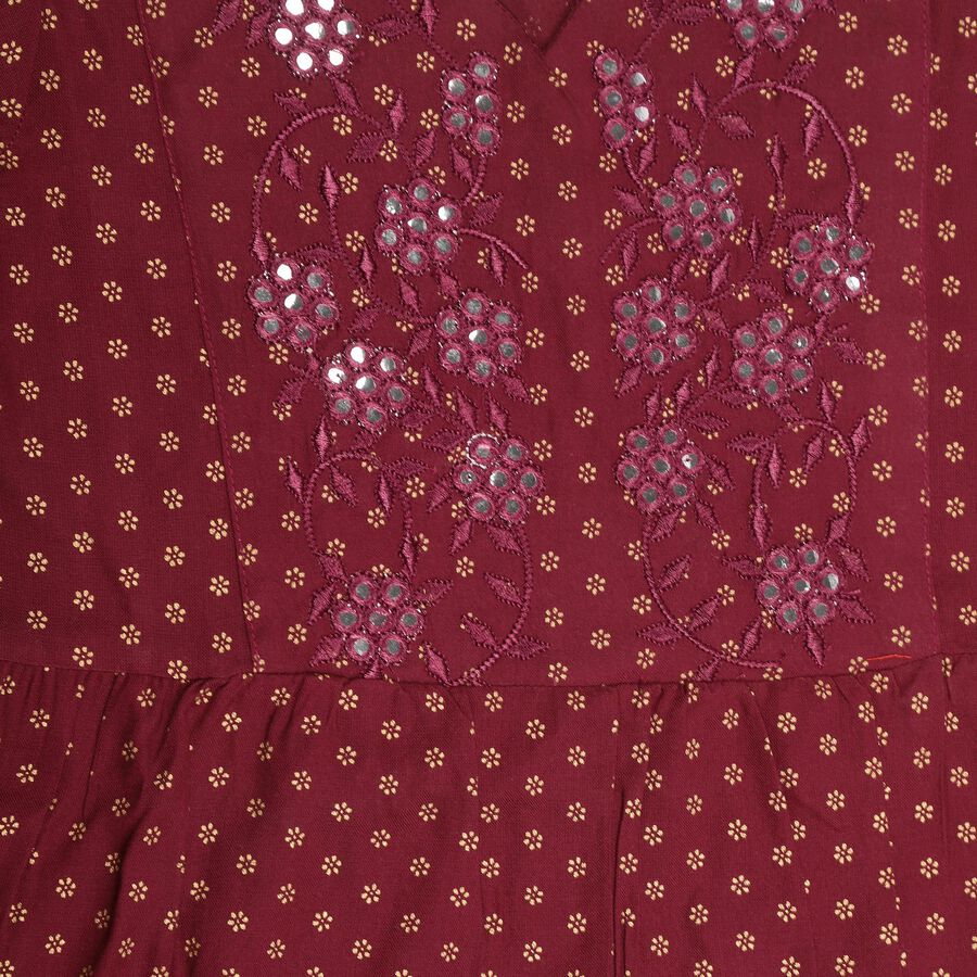 Girls' Bright Coral Pink Round Neck 3/4 Sleeve Blouse, Wine, large image number null