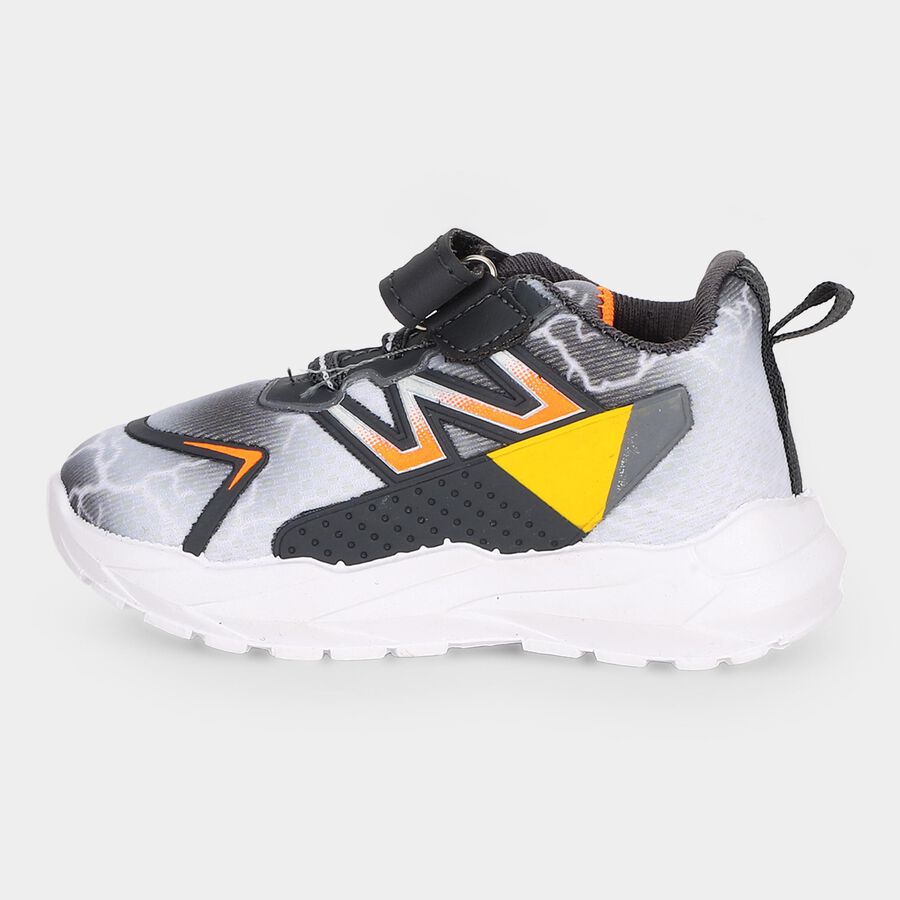 Boys Grey Velcro Strap Sneakers, Grey, large