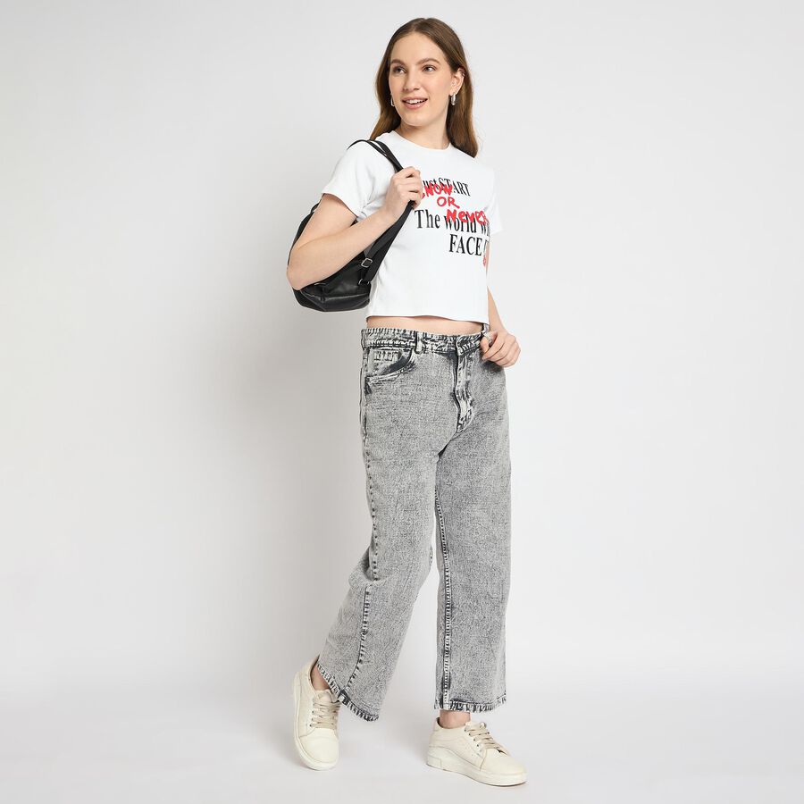 Ladies' Round Neck T-Shirt , सफ़ेद, large