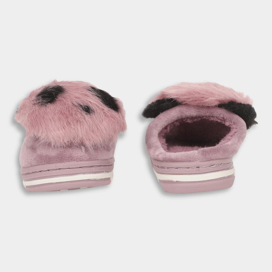 Kids Muted Lavender Pink Fur Slip-On Winter Slippers, बैंगनी, large image number null