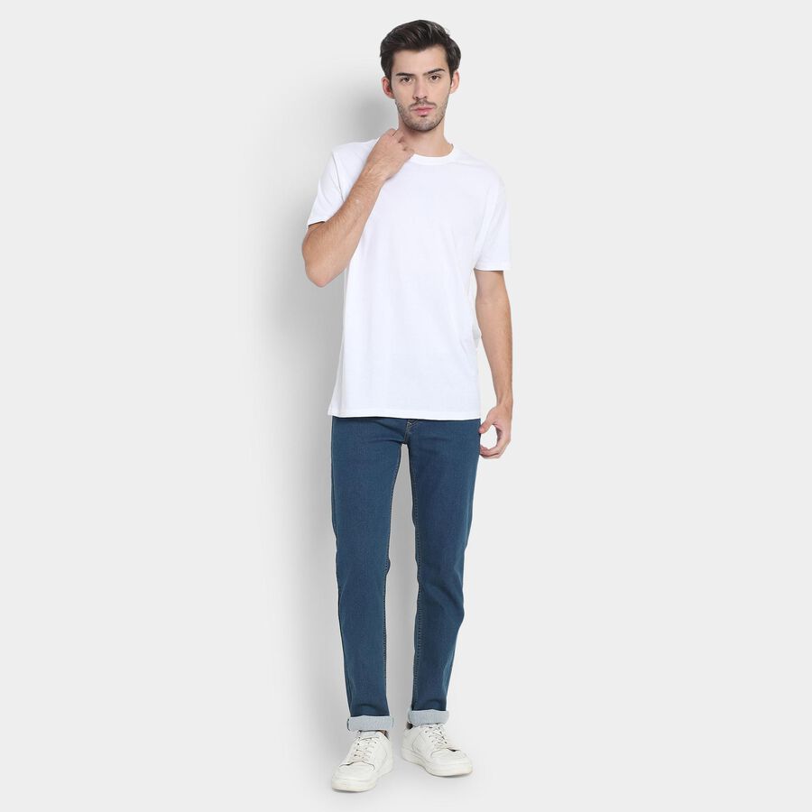 Men's 100% Cotton Round Neck Half Sleeves T-Shirt , White, large image number null