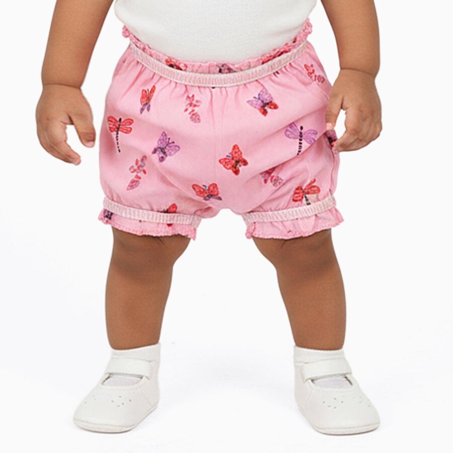 Infant Bright Pink Regular Fit Butterfly Print Bloomers, Pink, large image number null