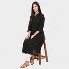 Women's Black Shirt Collar A-Line Kurta, काला, small