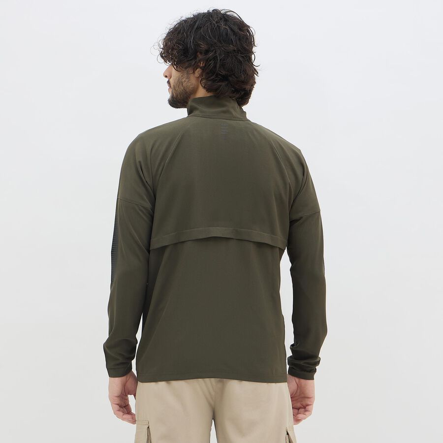 Men's Muted Olive Zip Athleisure Jacket, ओलिव, large image number null