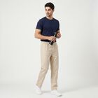 Men's Off White Slim Fit Elasticated-Waist Casual Trousers, ऑफ व्हाइट, small