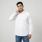 Men's White Cotton Long Sleeve Collar Regular Fit Shirt, ऑफ व्हाइट, small