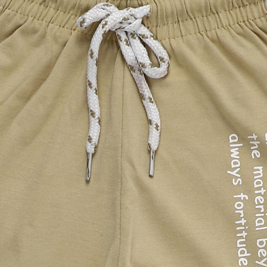 Boys' Beige Cotton Blend Contrast Panel Pyjama, गहरा पीला, large