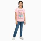 Girls' 100% Cotton T-Shirt, हल्का गुलाबी, small