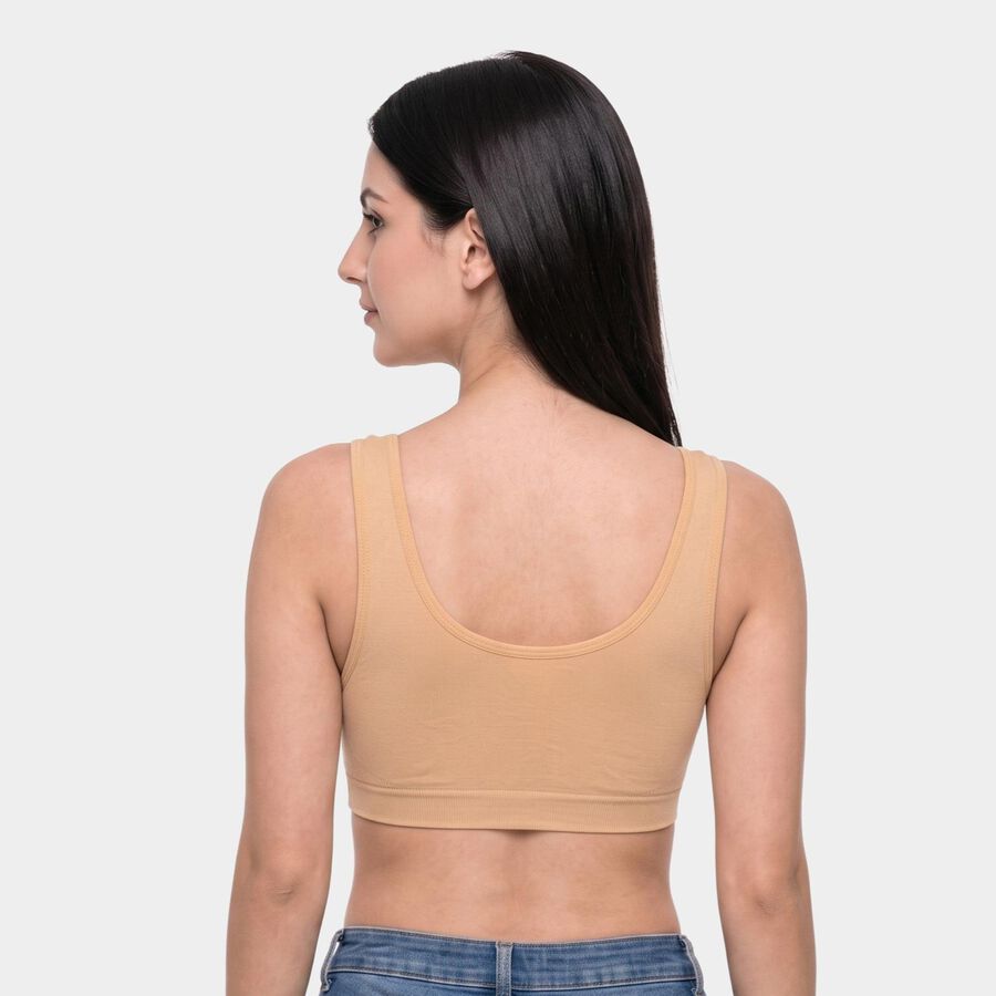 Women's Beige Scoop Neck Bralette Bra, Beige, large