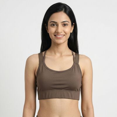 Women's Brown Wireless Sports Bra