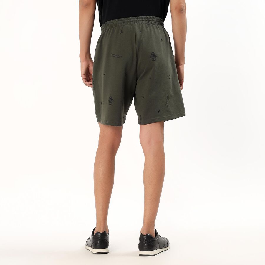 Men's Olive Green Printed Relaxed Fit Bermuda Shorts, ओलिव, large
