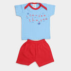 Infants Cotton Round Neck Baba Suit, Mid Blue, small image number null