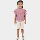 Girls' Pink Mock Neck Romantic T-Shirt, गुलाबी, small