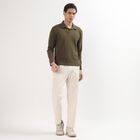 Men's Soft Beige Slim Fit Drawstring Casual Trousers, एक्रू मिश्रित, small image number null