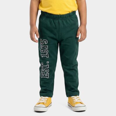 Boys' Dark Green Regular Fit Solid Cotton Blend Pyjama