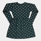 Girls Printed Frock, Dark Green, small image number null