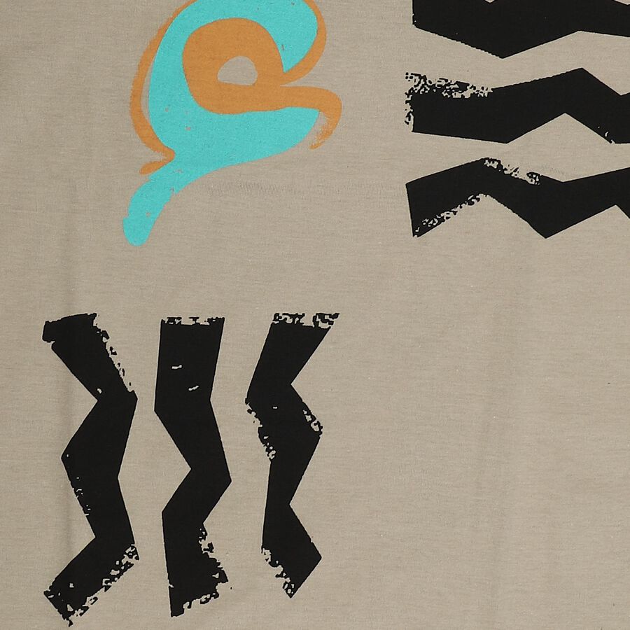 Boys Charcoal Cotton Round Neck Casual T-Shirt, चारकोल, large