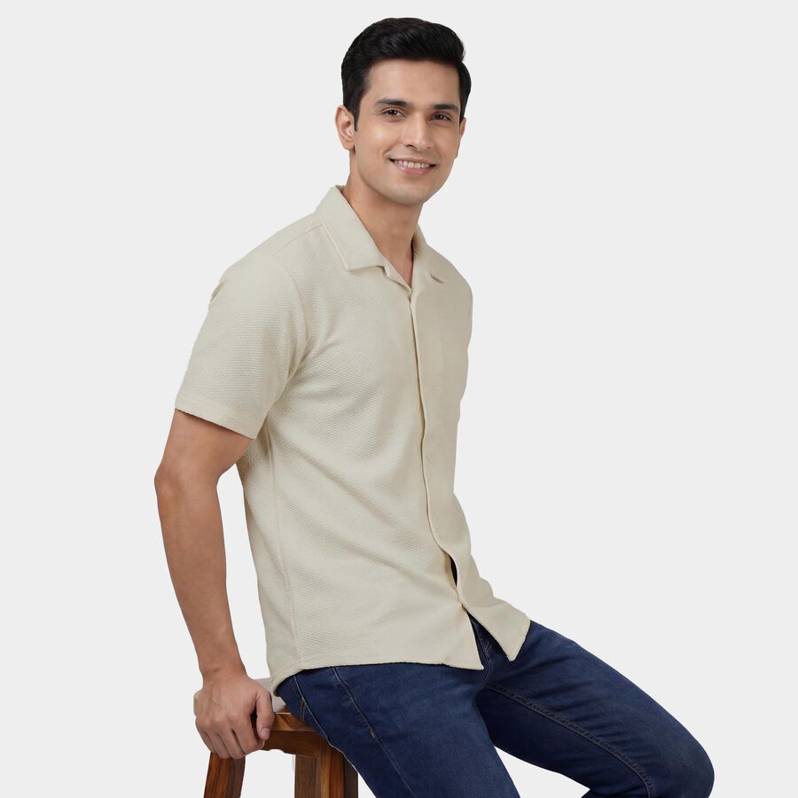 Men's White Classic Casual Shirt, White, large