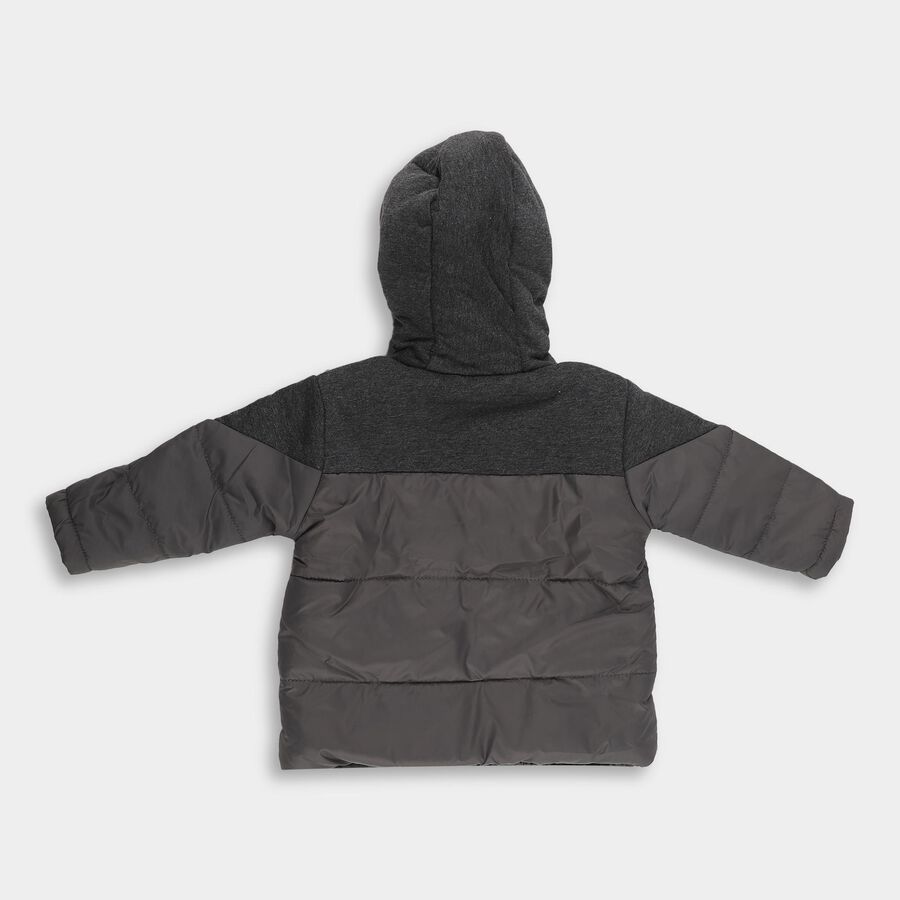Infants Charcoal Grey Hooded Casual Jacket, चारकोल, large image number null