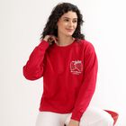 Women's Bright Cherry Red Crew Neck Casual Sweatshirt, Fuchsia, small image number null
