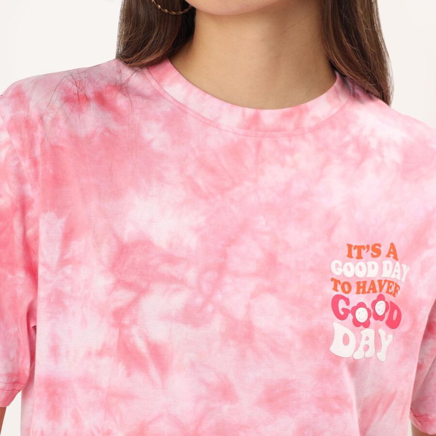 Ladies' 100% Cotton Round Neck T-Shirt , Pink, large image number null