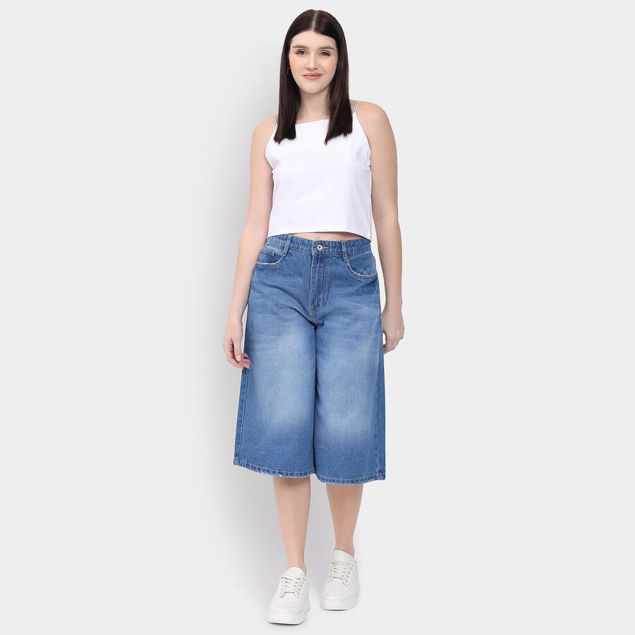 Ladies' 100% Cotton Capri , Mid Blue, large image number null