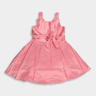 Girls' Soft Pink Bow Embellished Sleeveless Party Frock, Pink, small image number null