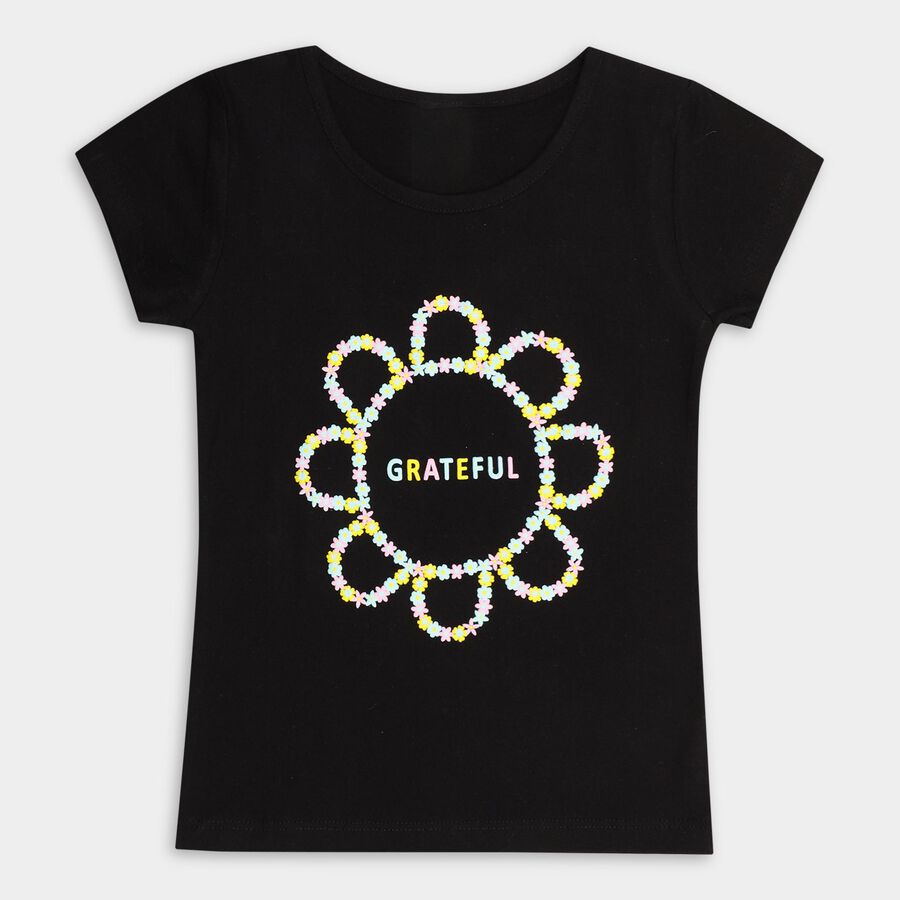 Girls' 100% Cotton T-Shirt , काला, large image number null