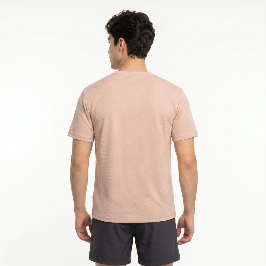 Men's Light Pink Round Neck Regular Drifit T-Shirt, हल्का गुलाबी, large