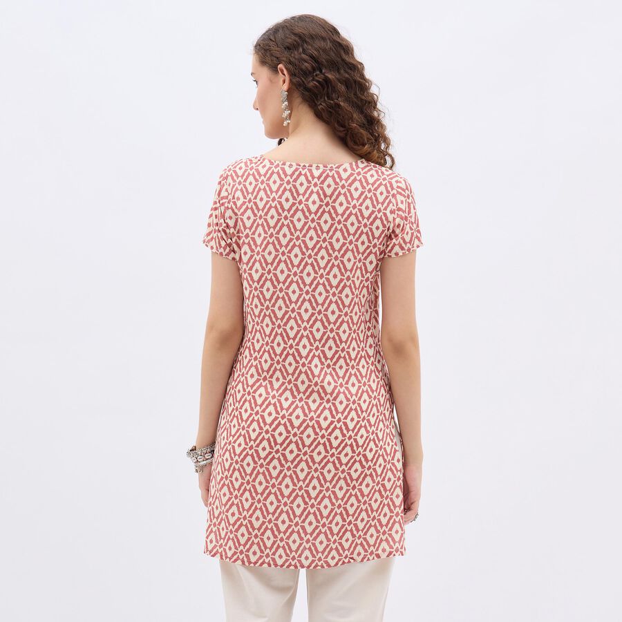 Ladies' Muted Terracotta Red V-Neck Printed Kurta, Lilac, large image number null