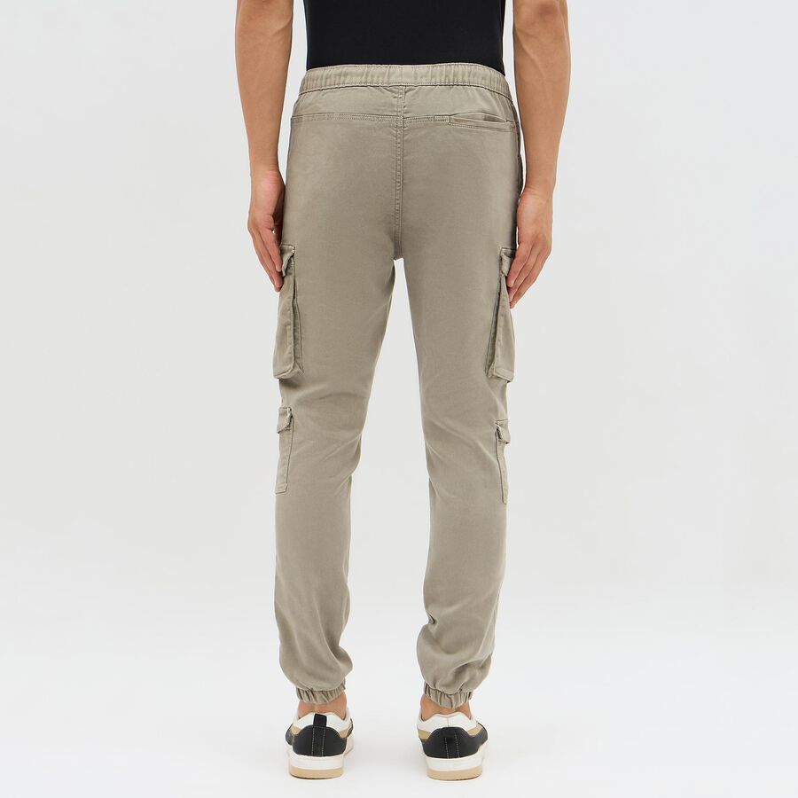Men's Muted Beige Slim Fit Cargo Joggers, ओलिव, large image number null
