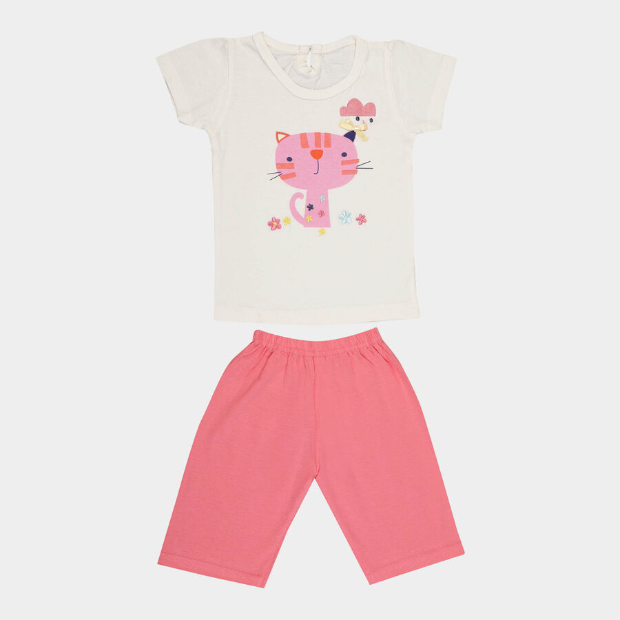Infants Cotton Capri Set, Pink, large image number null