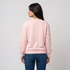 Women Pink Crew Neck Pullover Sweatshirt, हल्का गुलाबी, small