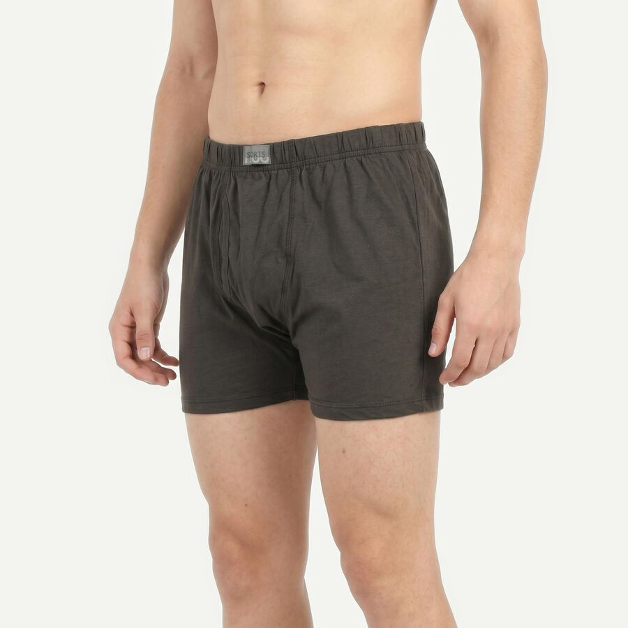 Men's Olive Green Regular Fit Solid Trunks, ओलिव, large