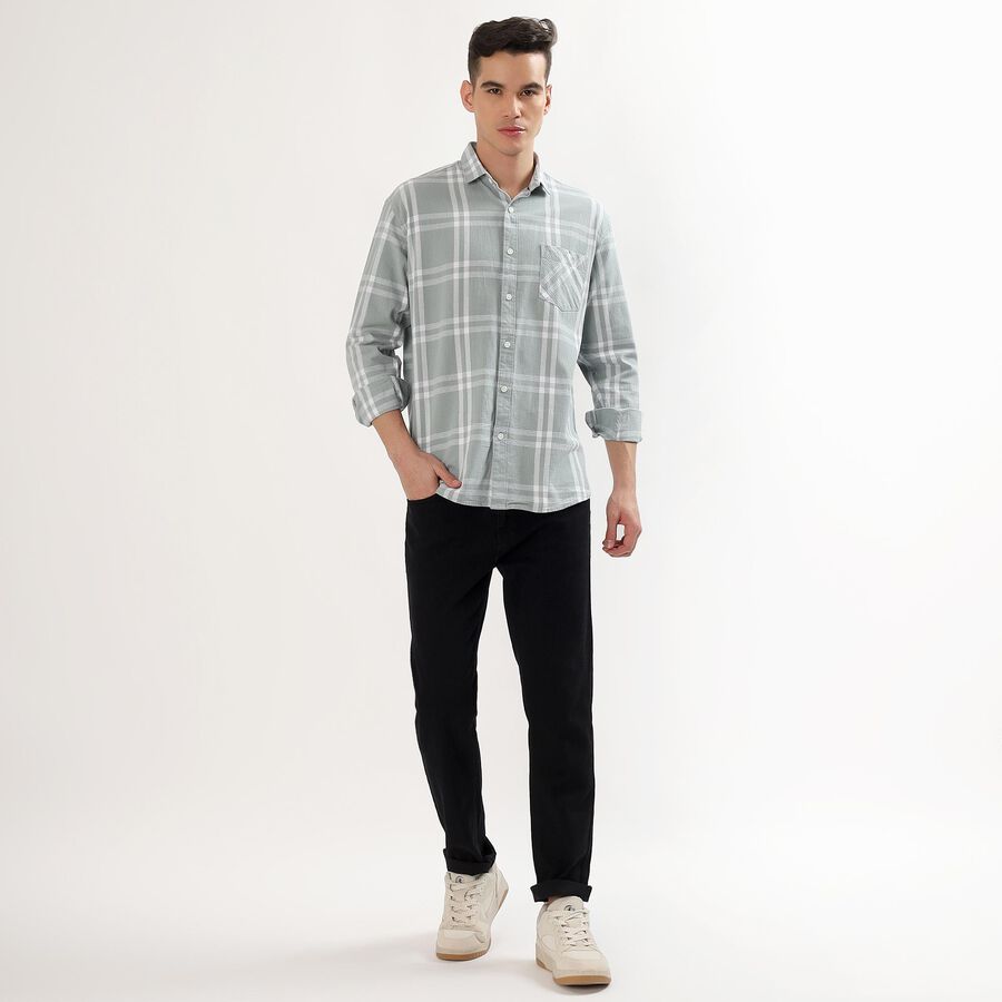 Men's Muted Olive Green Cotton Spread Collar Casual Shirt, Olive, large image number null