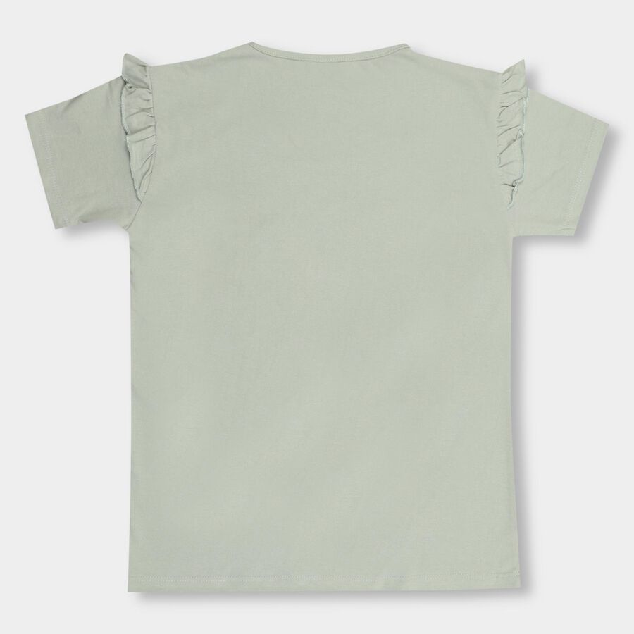 Girls' 100% Cotton T-Shirt, हल्का हरा, large image number null