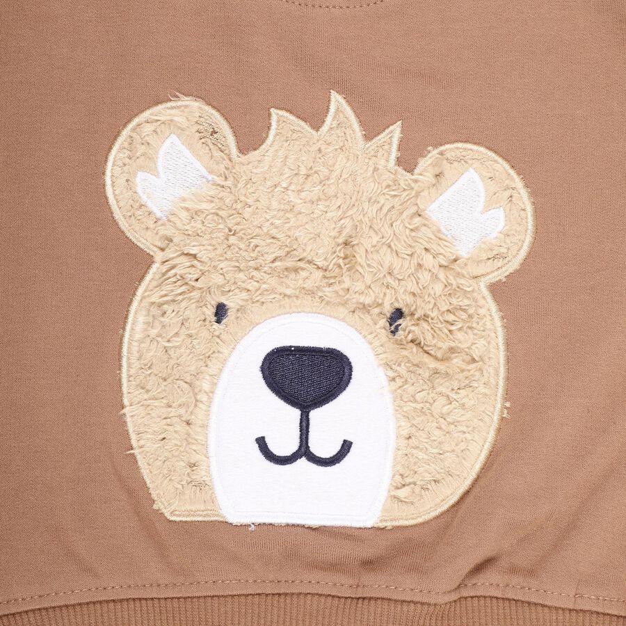 Infants Muted Beige Cotton Crew Neck Casual Sweatshirt, गहरा पीला, large image number null