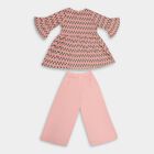 Girls' Soft Pink Floral Printed Top and Pant Fusion Set, हल्का गुलाबी, small image number null