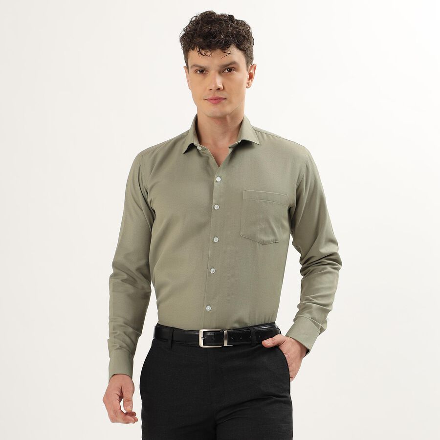 Men's Olive Green Slim Fit Formal Shirt, Olive, large image number null