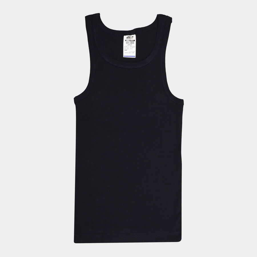 Boys Cotton Solid Vest, Navy Blue, large image number null