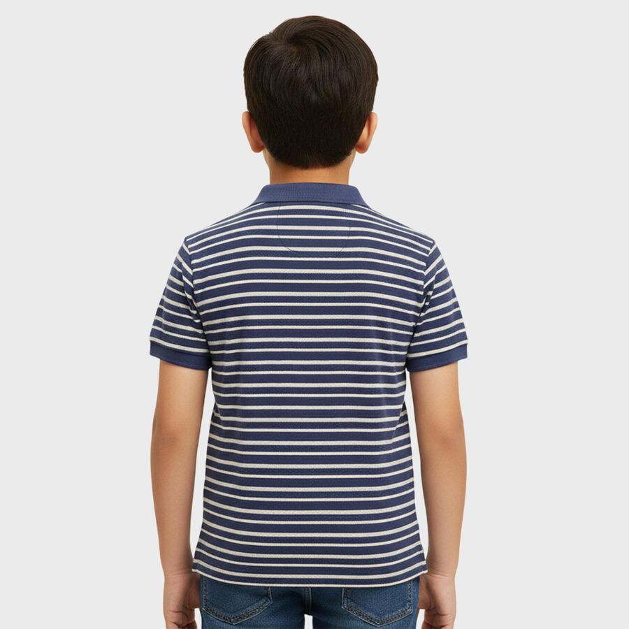 Boys Deep Midnight Navy Blue Crew Neck Casual Half Sleeve T-Shirt, Navy Blue, large