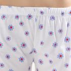 Girls' Bright White Floral Printed Shorts, हल्का नीला, small image number null
