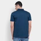 Men's 100% Cotton Collared Half Sleeves T-Shirt , Teal Blue, small