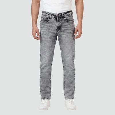 Men's Grey Slim Fit Washed Jeans