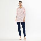 Women's Light Dusty Pink Notch Neck Paisley Printed Kurti, Light Pink, small