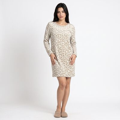 Women's Grey Round Neck T-Shirt Style Nighty
