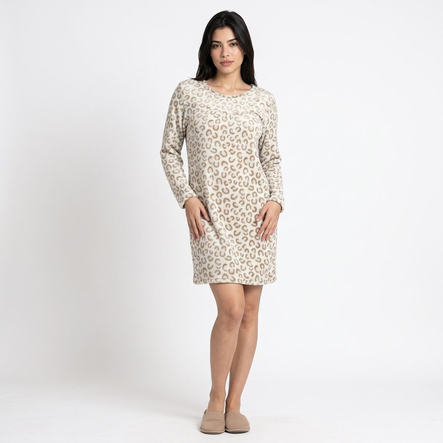 Women's Grey Round Neck T-Shirt Style Nighty, हल्का ग्रे, large