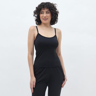 Women's Jet Black Scoop Neck Minimalist Slip