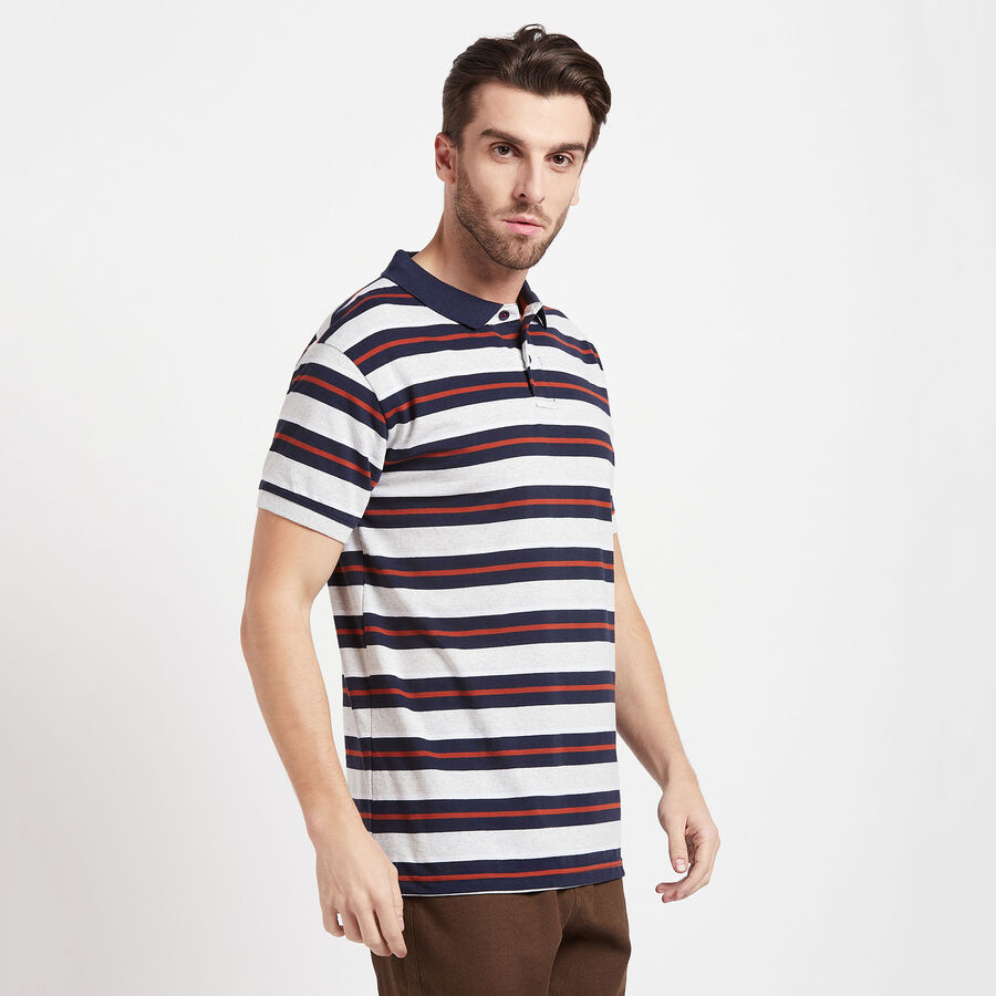 Stripes Polo Shirt, Melange Light Grey, large image number null