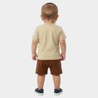 Infants' Beige 100% Cotton Crew Neck Graphic Print Baba Suit, Beige, small